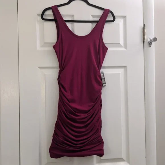 express ruched tank dress Express Purple Ruched Side Tank Dress (NWT)